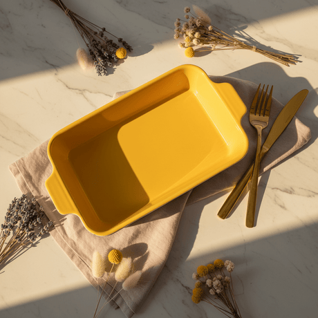 Rectangular Ceramic Baking Dish with Floral Handle Design In Assorted Colours – Stylish Oven - to - Serve Dish (26×18 cm) - Al Kabayel Discount CentreRectangular Ceramic Baking Dish with Floral Handle Design In Assorted Colours – Stylish Oven - to - Serve Dish (26×18 cm)Roasting PansAKDCAl Kabayel Discount Centre
