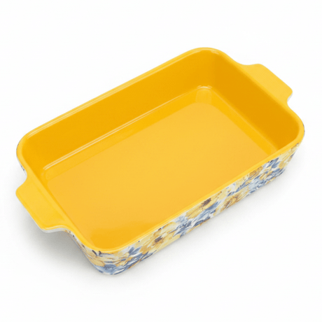 Rectangular Ceramic Baking Dish with Floral Handle Design In Assorted Colours – Stylish Oven - to - Serve Dish (26×18 cm) - Al Kabayel Discount CentreRectangular Ceramic Baking Dish with Floral Handle Design In Assorted Colours – Stylish Oven - to - Serve Dish (26×18 cm)Roasting PansAKDCAl Kabayel Discount Centre