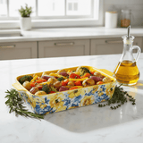Rectangular Ceramic Baking Dish with Floral Handle Design In Assorted Colours – Stylish Oven - to - Serve Dish (26×18 cm) - Al Kabayel Discount CentreRectangular Ceramic Baking Dish with Floral Handle Design In Assorted Colours – Stylish Oven - to - Serve Dish (26×18 cm)Roasting PansAKDCAl Kabayel Discount Centre