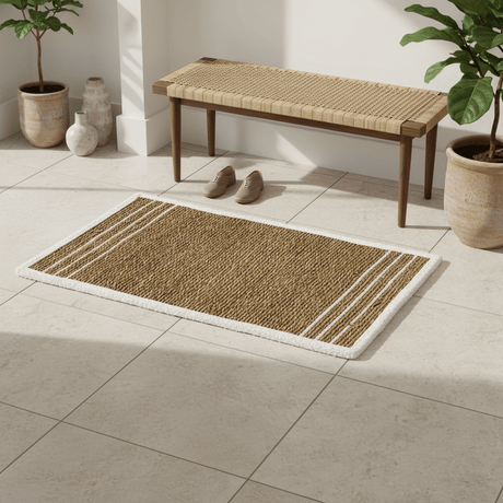 Rectangular Seagrass Mat Natural Braided Rug with White Border - 60×80 cm - Al Kabayel Discount CentreRectangular Seagrass Mat Natural Braided Rug with White Border - 60×80 cmDoormatsAKDCAl Kabayel Discount Centre