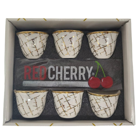 Red Cherry Ceramic Cawa Cup for Tea Coffee Perfect for Home Office Coffee Shops Set of 12Pcs(80ML) - White&Gold - Al Kabayel Discount CentreRed Cherry Ceramic Cawa Cup for Tea Coffee Perfect for Home Office Coffee Shops Set of 12Pcs(80ML) - White&GoldTea CupsRED CHERRYAl Kabayel Discount Centre