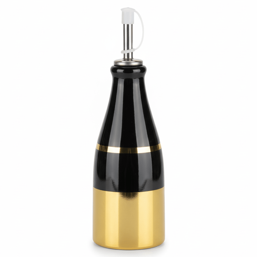 Red Cherry Premium Gold & Black Ceramic Oil Dispenser Bottle for Modern Kitchen Décor – 250ml - Al Kabayel Discount CentreRed Cherry Premium Gold & Black Ceramic Oil Dispenser Bottle for Modern Kitchen Décor – 250mlKitchen Utensils & GadgetsRED CHERRYAl Kabayel Discount Centre