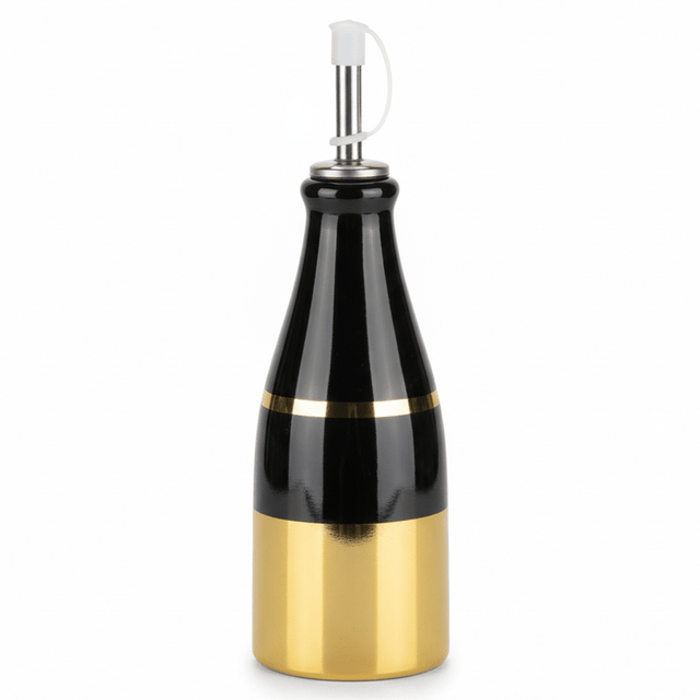 Red Cherry Premium Gold & Black Ceramic Oil Dispenser Bottle for Modern Kitchen Décor – 250ml - Al Kabayel Discount CentreRed Cherry Premium Gold & Black Ceramic Oil Dispenser Bottle for Modern Kitchen Décor – 250mlKitchen Utensils & GadgetsRED CHERRYAl Kabayel Discount Centre