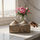 Red Home Elegant 2 - Piece White Ceramic Cup Set with Durable Taupe Metal Stand and Matching Lids for Kitchen Storage and Serving (11.5 × 27 × 14 cm) - Al Kabayel Discount CentreRed Home Elegant 2 - Piece White Ceramic Cup Set with Durable Taupe Metal Stand and Matching Lids for Kitchen Storage and Serving (11.5 × 27 × 14 cm)Jars & Food SaversRED HOMEAl Kabayel Discount Centre