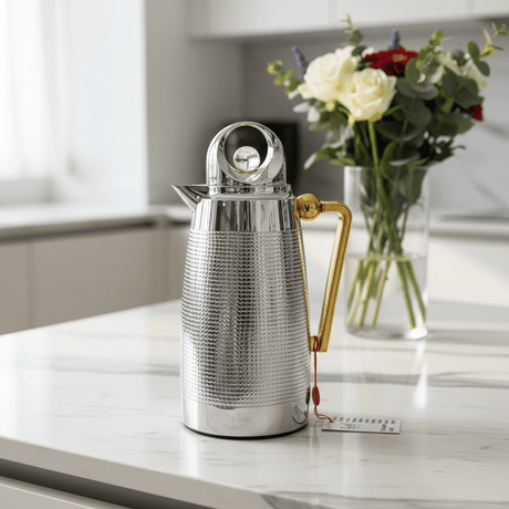 Red Home Glossy Nickel and Gold Design Vacuum Flask Elegant Insulated Beverage Container 1+1 Liter - Al Kabayel Discount CentreRed Home Glossy Nickel and Gold Design Vacuum Flask Elegant Insulated Beverage Container 1+1 LiterThermosREDAl Kabayel Discount Centre
