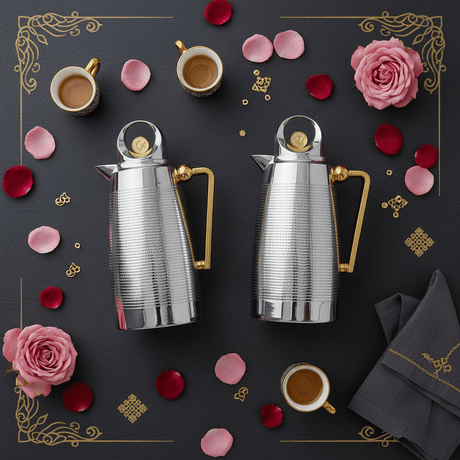 Red Home Glossy Nickel and Gold Design Vacuum Flask Elegant Insulated Beverage Container 1+1 Liter - Al Kabayel Discount CentreRed Home Glossy Nickel and Gold Design Vacuum Flask Elegant Insulated Beverage Container 1+1 LiterThermosREDAl Kabayel Discount Centre