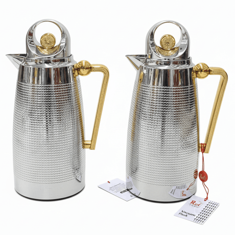 Red Home Glossy Nickel and Gold Design Vacuum Flask Elegant Insulated Beverage Container 1+1 Liter - Al Kabayel Discount CentreRed Home Glossy Nickel and Gold Design Vacuum Flask Elegant Insulated Beverage Container 1+1 LiterThermosREDAl Kabayel Discount Centre