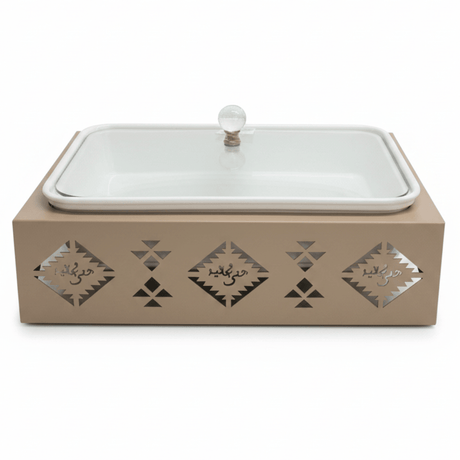 Red Home Large White Rectangular Ceramic Serving Tray with Taupe Metal Stand and Glass Lid for Family Meals and Events (15 inch) - Al Kabayel Discount CentreRed Home Large White Rectangular Ceramic Serving Tray with Taupe Metal Stand and Glass Lid for Family Meals and Events (15 inch)Serving TraysRED HOMEAl Kabayel Discount Centre