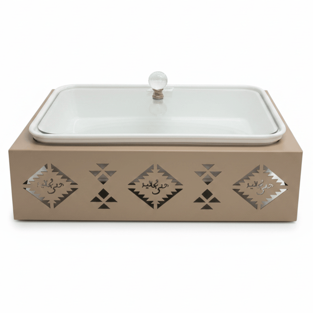 Red Home Large White Rectangular Ceramic Serving Tray with Taupe Metal Stand and Glass Lid for Family Meals and Events (15 inch) - Al Kabayel Discount CentreRed Home Large White Rectangular Ceramic Serving Tray with Taupe Metal Stand and Glass Lid for Family Meals and Events (15 inch)Serving TraysRED HOMEAl Kabayel Discount Centre