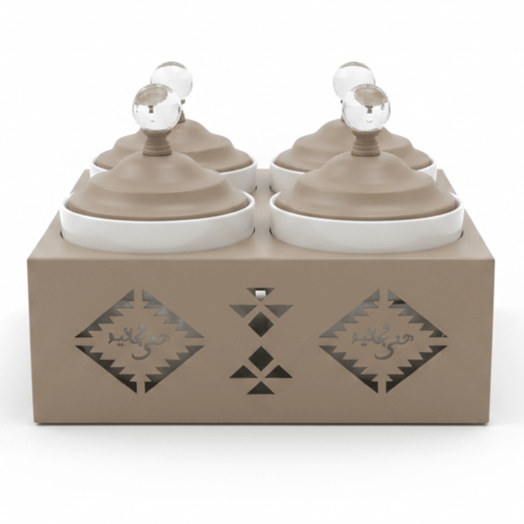 Red Home Luxury 4 - Piece White Ceramic Cup Set with Sturdy Taupe Metal Holder and Fitted Lids for Modern Kitchen Storage (11.5 × 27 × 27 cm) - Al Kabayel Discount CentreRed Home Luxury 4 - Piece White Ceramic Cup Set with Sturdy Taupe Metal Holder and Fitted Lids for Modern Kitchen Storage (11.5 × 27 × 27 cm)Jars & Food SaversRED HOMEAl Kabayel Discount Centre