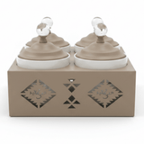 Red Home Luxury 4 - Piece White Ceramic Cup Set with Sturdy Taupe Metal Holder and Fitted Lids for Modern Kitchen Storage (11.5 × 27 × 27 cm) - Al Kabayel Discount CentreRed Home Luxury 4 - Piece White Ceramic Cup Set with Sturdy Taupe Metal Holder and Fitted Lids for Modern Kitchen Storage (11.5 × 27 × 27 cm)Jars & Food SaversRED HOMEAl Kabayel Discount Centre