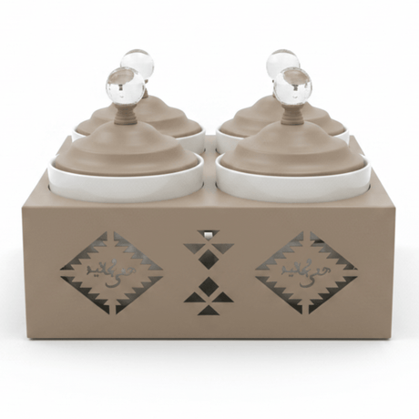 Red Home Luxury 4 - Piece White Ceramic Cup Set with Sturdy Taupe Metal Holder and Fitted Lids for Modern Kitchen Storage (11.5 × 27 × 27 cm) - Al Kabayel Discount CentreRed Home Luxury 4 - Piece White Ceramic Cup Set with Sturdy Taupe Metal Holder and Fitted Lids for Modern Kitchen Storage (11.5 × 27 × 27 cm)Jars & Food SaversRED HOMEAl Kabayel Discount Centre