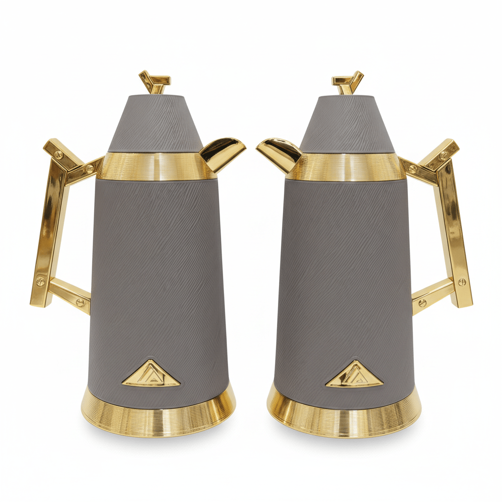 Red Home Luxury Vacuum Flask Set – 1L + 1L – Gray & Gold - Al Kabayel Discount CentreRed Home Luxury Vacuum Flask Set – 1L + 1L – Gray & GoldThermosRED HOMEAl Kabayel Discount Centre