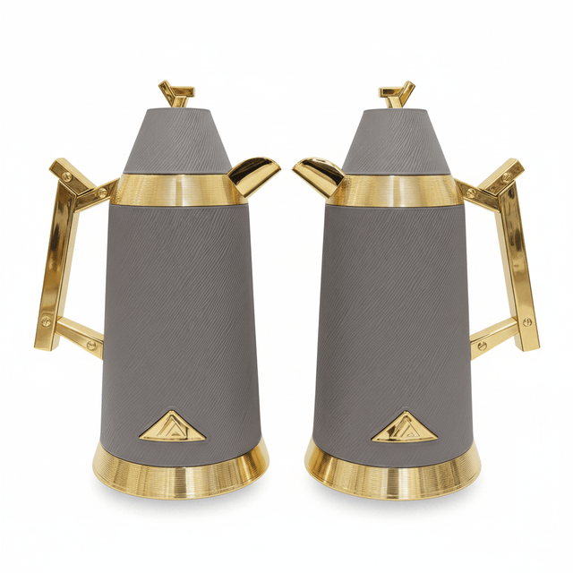 Red Home Luxury Vacuum Flask Set – 1L + 1L – Gray & Gold - Al Kabayel Discount CentreRed Home Luxury Vacuum Flask Set – 1L + 1L – Gray & GoldThermosRED HOMEAl Kabayel Discount Centre