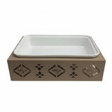 Red Home Luxury White Ceramic Serving Tray Dish with Taupe Metal Stand and Glass Lid for Buffet and Home Serving (13.5 inch) - Al Kabayel Discount CentreRed Home Luxury White Ceramic Serving Tray Dish with Taupe Metal Stand and Glass Lid for Buffet and Home Serving (13.5 inch)Serving TraysRED HOMEAl Kabayel Discount Centre