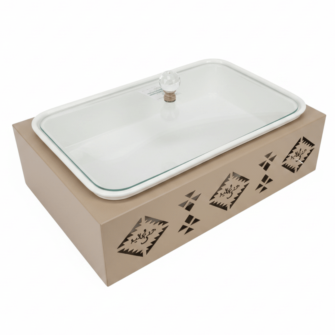 Red Home Luxury White Ceramic Serving Tray Dish with Taupe Metal Stand and Glass Lid for Buffet and Home Serving (13.5 inch) - Al Kabayel Discount CentreRed Home Luxury White Ceramic Serving Tray Dish with Taupe Metal Stand and Glass Lid for Buffet and Home Serving (13.5 inch)Serving TraysRED HOMEAl Kabayel Discount Centre