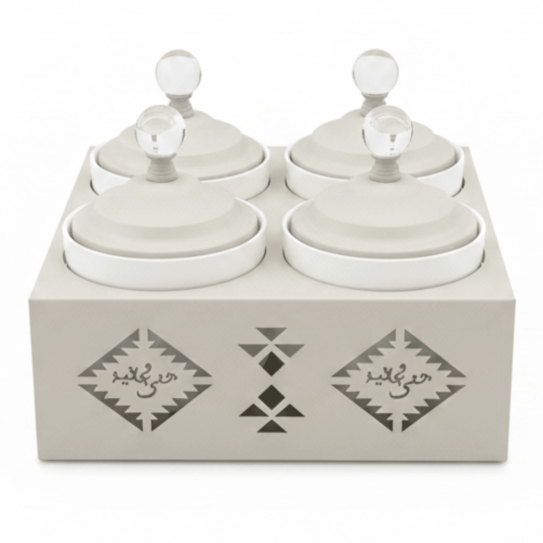 Red Home Modern 4 - Piece White Ceramic Cup Collection with Off - White Metal Holder and Matching Lids for Kitchen Display (11.5 × 27 × 27 cm) - Al Kabayel Discount CentreRed Home Modern 4 - Piece White Ceramic Cup Collection with Off - White Metal Holder and Matching Lids for Kitchen Display (11.5 × 27 × 27 cm)Jars & Food SaversRED HOMEAl Kabayel Discount Centre