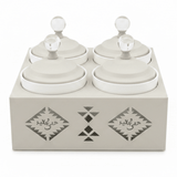 Red Home Modern 4 - Piece White Ceramic Cup Collection with Off - White Metal Holder and Matching Lids for Kitchen Display (11.5 × 27 × 27 cm) - Al Kabayel Discount CentreRed Home Modern 4 - Piece White Ceramic Cup Collection with Off - White Metal Holder and Matching Lids for Kitchen Display (11.5 × 27 × 27 cm)Jars & Food SaversRED HOMEAl Kabayel Discount Centre