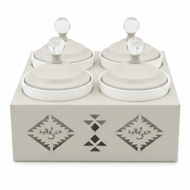 Red Home Modern 4 - Piece White Ceramic Cup Collection with Off - White Metal Holder and Matching Lids for Kitchen Display (11.5 × 27 × 27 cm) - Al Kabayel Discount CentreRed Home Modern 4 - Piece White Ceramic Cup Collection with Off - White Metal Holder and Matching Lids for Kitchen Display (11.5 × 27 × 27 cm)Jars & Food SaversRED HOMEAl Kabayel Discount Centre