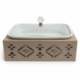 Red Home Modern White Rectangular Ceramic Serving Serving Tray with Taupe Metal Stand and Glass Lid for Dining and Gatherings (12 inch) - Al Kabayel Discount CentreRed Home Modern White Rectangular Ceramic Serving Serving Tray with Taupe Metal Stand and Glass Lid for Dining and Gatherings (12 inch)Serving TraysRED HOMEAl Kabayel Discount Centre