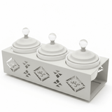 Red Home Premium 3 - Piece White Ceramic Cup Set with Off - White Metal Stand and Lids for Elegant Countertop Storage (11.5 × 40 × 14 cm) - Al Kabayel Discount CentreRed Home Premium 3 - Piece White Ceramic Cup Set with Off - White Metal Stand and Lids for Elegant Countertop Storage (11.5 × 40 × 14 cm)Jars & Food SaversRED HOMEAl Kabayel Discount Centre