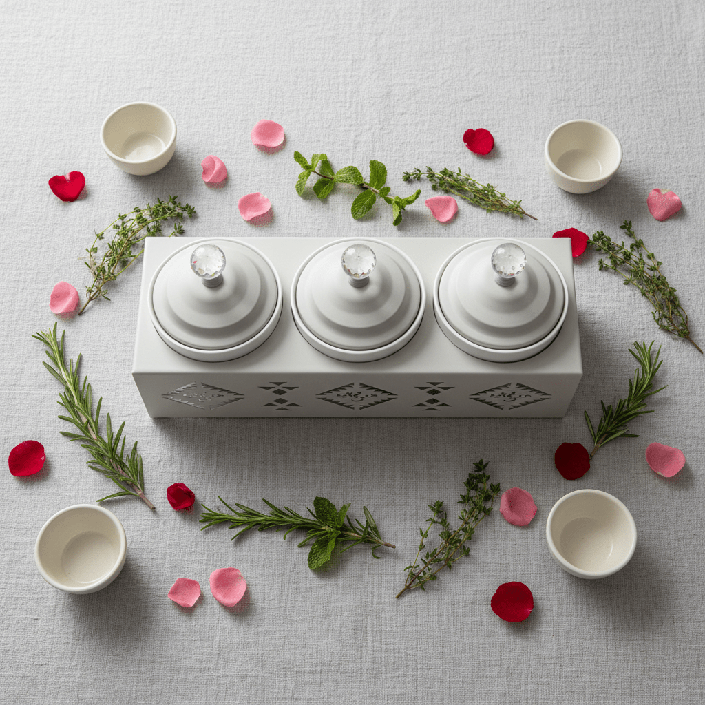 Red Home Premium 3 - Piece White Ceramic Cup Set with Off - White Metal Stand and Lids for Elegant Countertop Storage (11.5 × 40 × 14 cm) - Al Kabayel Discount CentreRed Home Premium 3 - Piece White Ceramic Cup Set with Off - White Metal Stand and Lids for Elegant Countertop Storage (11.5 × 40 × 14 cm)Jars & Food SaversRED HOMEAl Kabayel Discount Centre