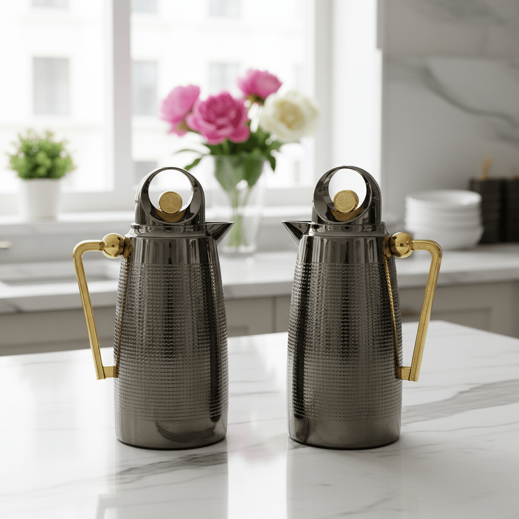 Red Home Premium Vacuum Flask with Gun Black and Gold Finish Durable Thermal Insulated Bottle 1+1 Liter - Al Kabayel Discount CentreRed Home Premium Vacuum Flask with Gun Black and Gold Finish Durable Thermal Insulated Bottle 1+1 LiterThermosREDAl Kabayel Discount Centre