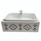 Red Home Premium White Ceramic Baking Serving Tray with Off - White Metal Stand and Glass Lid for Oven - to - Table Serving (12 inch) - Al Kabayel Discount CentreRed Home Premium White Ceramic Baking Serving Tray with Off - White Metal Stand and Glass Lid for Oven - to - Table Serving (12 inch)Serving TraysRED HOMEAl Kabayel Discount Centre