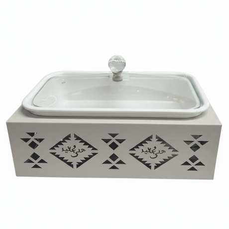 Red Home Premium White Ceramic Baking Serving Tray with Off - White Metal Stand and Glass Lid for Oven - to - Table Serving (12 inch) - Al Kabayel Discount CentreRed Home Premium White Ceramic Baking Serving Tray with Off - White Metal Stand and Glass Lid for Oven - to - Table Serving (12 inch)Serving TraysRED HOMEAl Kabayel Discount Centre