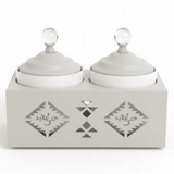 Red Home Stylish 2 - Piece White Ceramic Cup Set with Off - White Metal Stand and Lids for Tea, Coffee, and Kitchen Organization (11.5 × 27 × 14 cm) - Al Kabayel Discount CentreRed Home Stylish 2 - Piece White Ceramic Cup Set with Off - White Metal Stand and Lids for Tea, Coffee, and Kitchen Organization (11.5 × 27 × 14 cm)Jars & Food SaversRED HOMEAl Kabayel Discount Centre