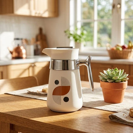 Regal Vacuum Flask 1 Ltr White & Chrome with Geometric Print - Al Kabayel Discount CentreRegal Vacuum Flask 1 Ltr White & Chrome with Geometric PrintTheromesREGALAl Kabayel Discount Centre