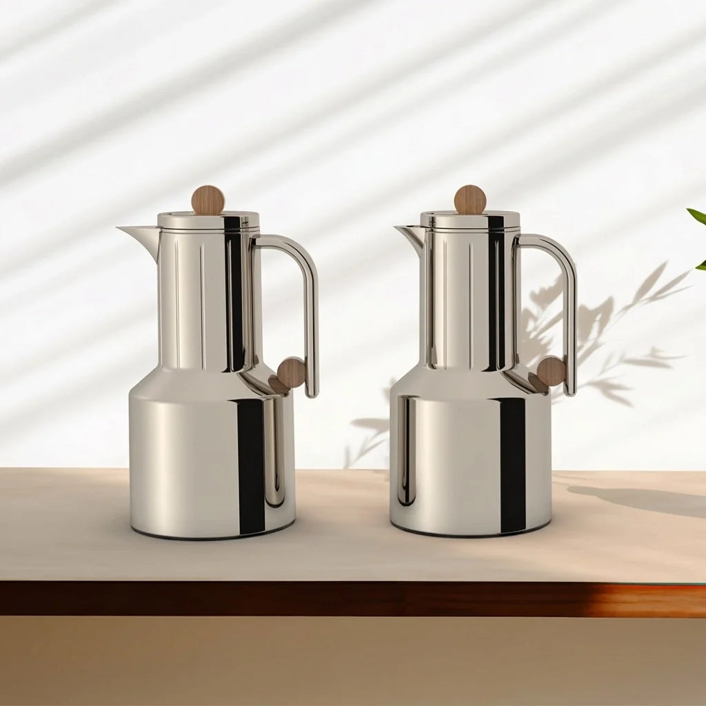 Regal Vacuum Flask 2 Pieces Set – 1L + 1L – Light Coffee with Wooden Finish / Champagne Gold with Wooden Finish / Jet Black with Grey Finish