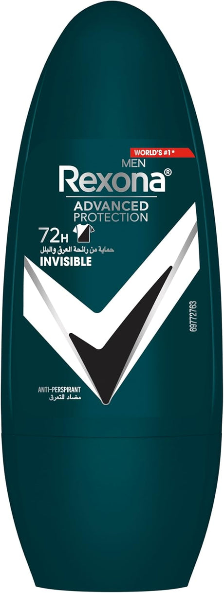 Rexona Men Antiperspirant Deodorant Roll On, 72 hour sweat & odor protection*, Antibacterial + Invisible, with MotionSense technology - 50ML - Al Kabayel Discount CentreRexona Men Antiperspirant Deodorant Roll On, 72 hour sweat & odor protection*, Antibacterial + Invisible, with MotionSense technology - 50MLDeodorants & AntiperspirantsREXONAAl Kabayel Discount Centre