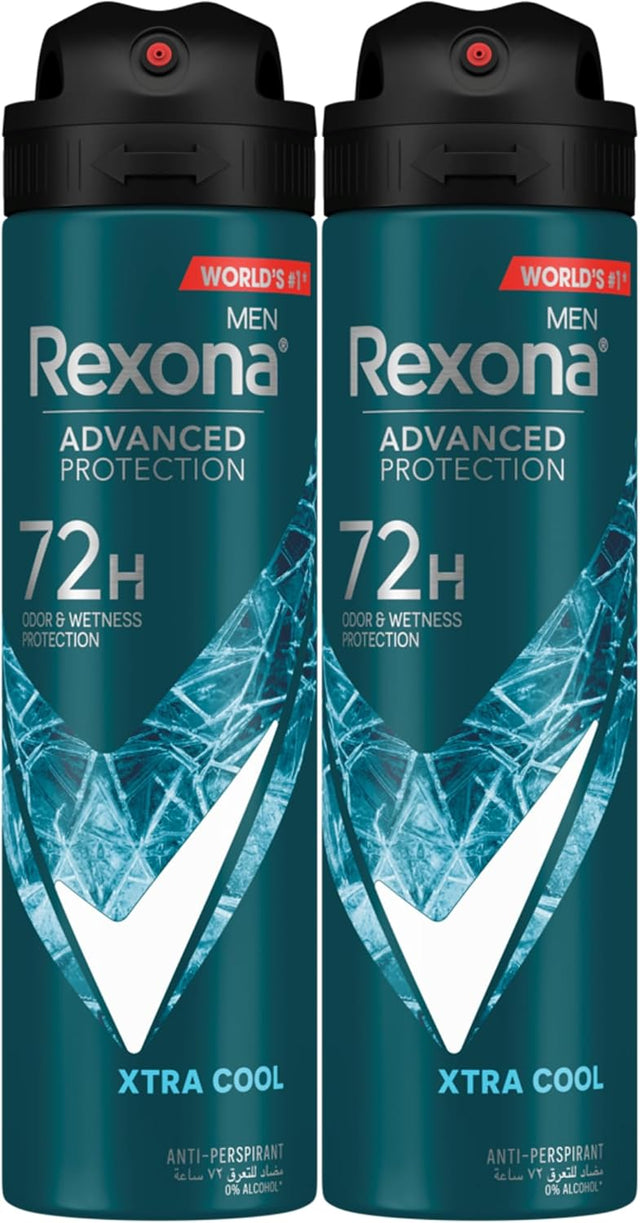 Rexona Men Antiperspirant Deodorant Spray, 72 hour sweat & odor protection, Xtra Cool, with MotionSense technology - 150ML (Pack of 2) - Al Kabayel Discount CentreRexona Men Antiperspirant Deodorant Spray, 72 hour sweat & odor protection, Xtra Cool, with MotionSense technology - 150ML (Pack of 2)Body Mists & SpraysREXONAAl Kabayel Discount Centre