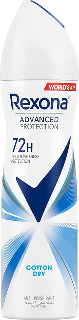Rexona Women Antiperspirant Deodorant Spray, 72 hour sweat & odor protection Cotton Dry, with MotionSense technology - 150ML - Al Kabayel Discount CentreRexona Women Antiperspirant Deodorant Spray, 72 hour sweat & odor protection Cotton Dry, with MotionSense technology - 150MLBody Mists & SpraysREXONAAl Kabayel Discount Centre