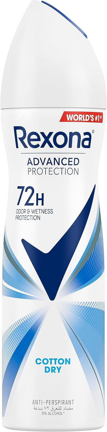 Rexona Women Antiperspirant Deodorant Spray, 72 hour sweat & odor protection Cotton Dry, with MotionSense technology - 150ML - Al Kabayel Discount CentreRexona Women Antiperspirant Deodorant Spray, 72 hour sweat & odor protection Cotton Dry, with MotionSense technology - 150MLBody Mists & SpraysREXONAAl Kabayel Discount Centre
