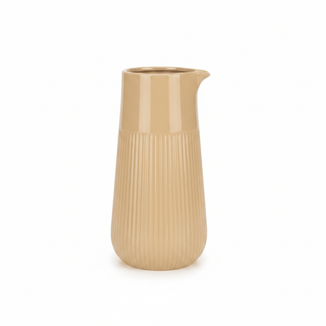 Ribbed Ceramic Pitcher Vase - 25×9 cm - Rose / Sage Green / Beige - Al Kabayel Discount CentreRibbed Ceramic Pitcher Vase - 25×9 cm - Rose / Sage Green / BeigeFlower VaseAKDCAl Kabayel Discount Centre
