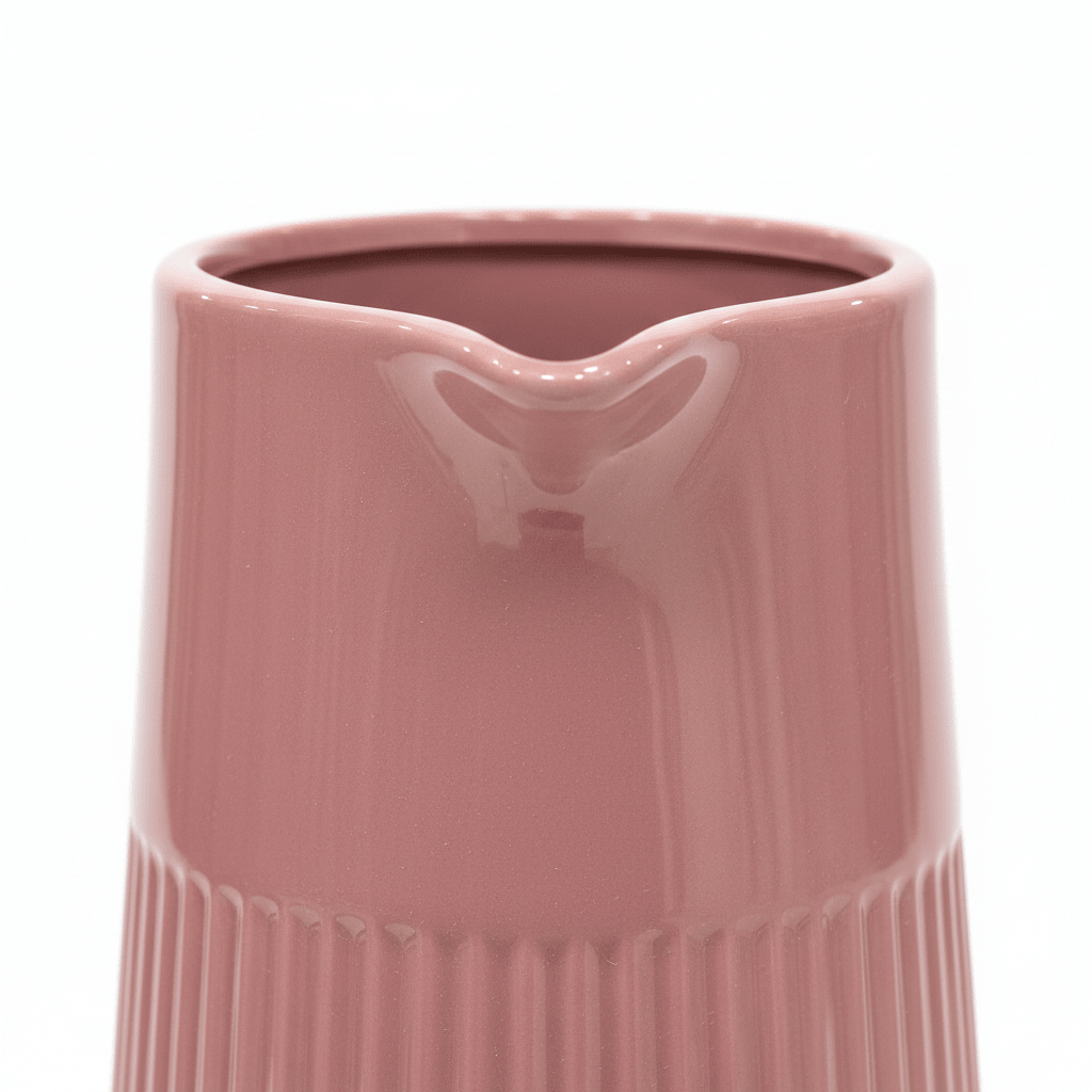 Ribbed Ceramic Pitcher Vase - 25×9 cm - Rose / Sage Green / Beige - Al Kabayel Discount CentreRibbed Ceramic Pitcher Vase - 25×9 cm - Rose / Sage Green / BeigeFlower VaseAKDCAl Kabayel Discount Centre