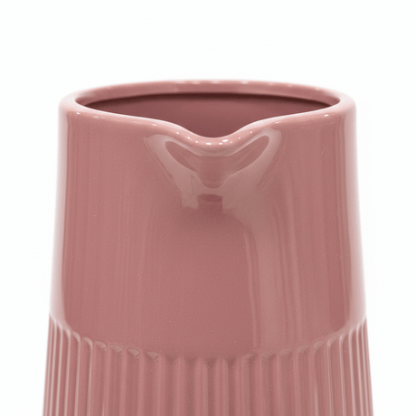 Ribbed Ceramic Pitcher Vase - 25×9 cm - Rose / Sage Green / Beige - Al Kabayel Discount CentreRibbed Ceramic Pitcher Vase - 25×9 cm - Rose / Sage Green / BeigeFlower VaseAKDCAl Kabayel Discount Centre