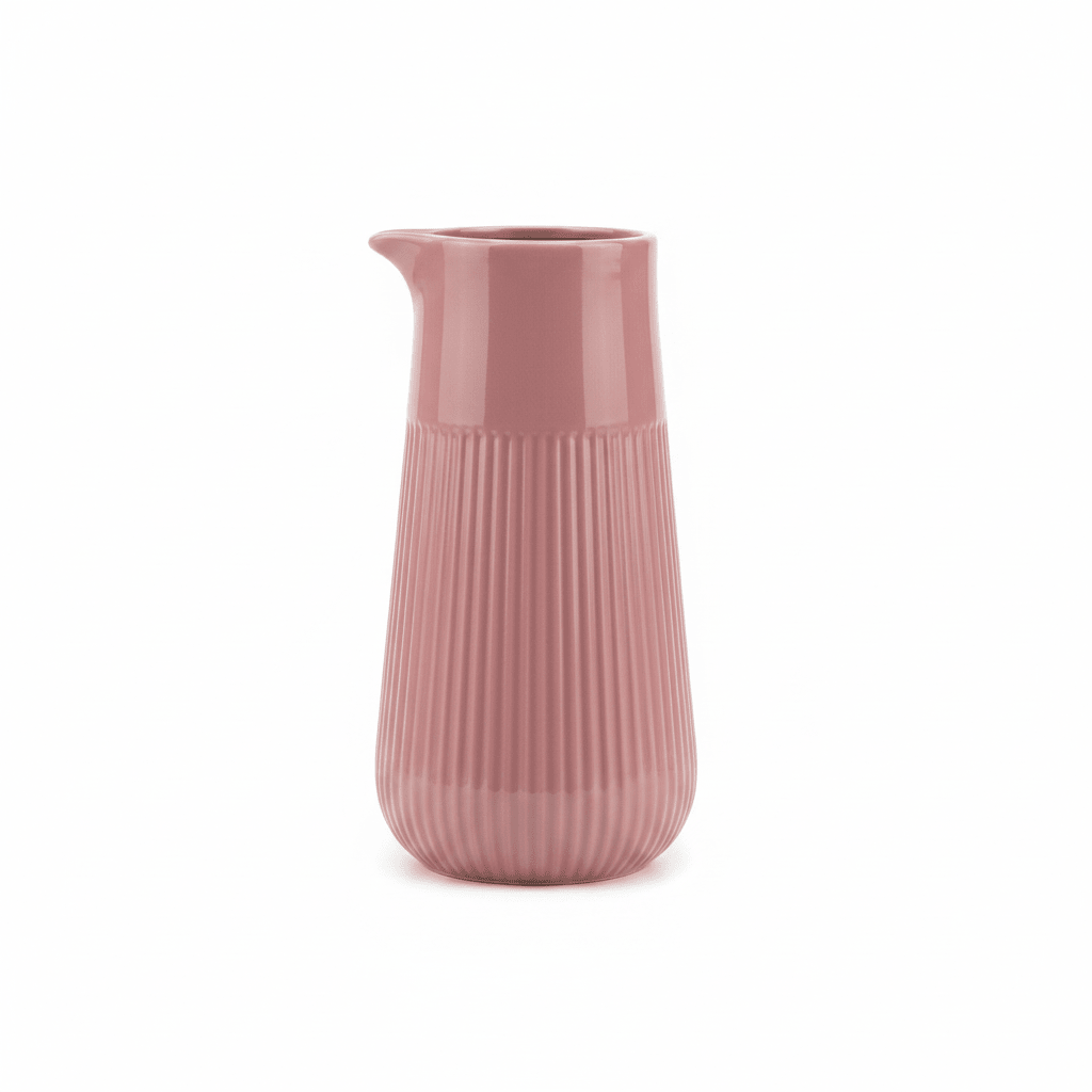 Ribbed Ceramic Pitcher Vase - 25×9 cm - Rose / Sage Green / Beige - Al Kabayel Discount CentreRibbed Ceramic Pitcher Vase - 25×9 cm - Rose / Sage Green / BeigeFlower VaseAKDCAl Kabayel Discount Centre