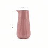 Ribbed Ceramic Pitcher Vase - 25×9 cm - Rose / Sage Green / Beige - Al Kabayel Discount CentreRibbed Ceramic Pitcher Vase - 25×9 cm - Rose / Sage Green / BeigeFlower VaseAKDCAl Kabayel Discount Centre