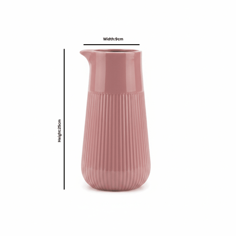 Ribbed Ceramic Pitcher Vase - 25×9 cm - Rose / Sage Green / Beige - Al Kabayel Discount CentreRibbed Ceramic Pitcher Vase - 25×9 cm - Rose / Sage Green / BeigeFlower VaseAKDCAl Kabayel Discount Centre