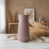 Ribbed Ceramic Pitcher Vase - 28×9cm - Mauve / Dusty Blue - Al Kabayel Discount CentreRibbed Ceramic Pitcher Vase - 28×9cm - Mauve / Dusty BlueFlower VaseAKDCAl Kabayel Discount Centre