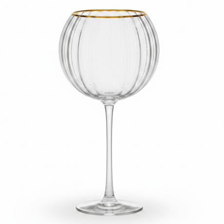 Ribbed Crystal Balloon Goblet with Gold Rim — 250ml - Al Kabayel Discount CentreRibbed Crystal Balloon Goblet with Gold Rim — 250mlTumblersAKDCAl Kabayel Discount Centre
