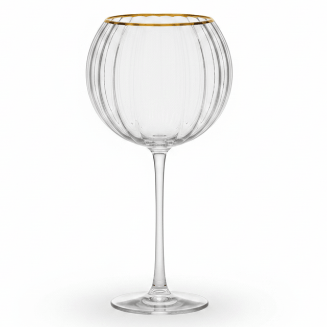 Ribbed Crystal Balloon Goblet with Gold Rim — 250ml - Al Kabayel Discount CentreRibbed Crystal Balloon Goblet with Gold Rim — 250mlTumblersAKDCAl Kabayel Discount Centre