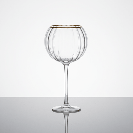 Ribbed Crystal Balloon Goblet with Gold Rim — 250ml - Al Kabayel Discount CentreRibbed Crystal Balloon Goblet with Gold Rim — 250mlTumblersAKDCAl Kabayel Discount Centre