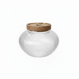 Ribbed Glass Jar with Wooden Lid - 10×7cm - Al Kabayel Discount CentreRibbed Glass Jar with Wooden Lid - 10×7cmJars & Food SaversAKDCAl Kabayel Discount Centre
