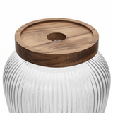 Ribbed Glass Jar with Wooden Lid – 16x7 cm - Al Kabayel Discount CentreRibbed Glass Jar with Wooden Lid – 16x7 cmJars & Food SaversAKDCAl Kabayel Discount Centre