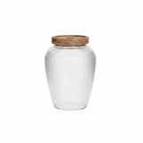 Ribbed Glass Jar with Wooden Lid – 16x7 cm - Al Kabayel Discount CentreRibbed Glass Jar with Wooden Lid – 16x7 cmJars & Food SaversAKDCAl Kabayel Discount Centre