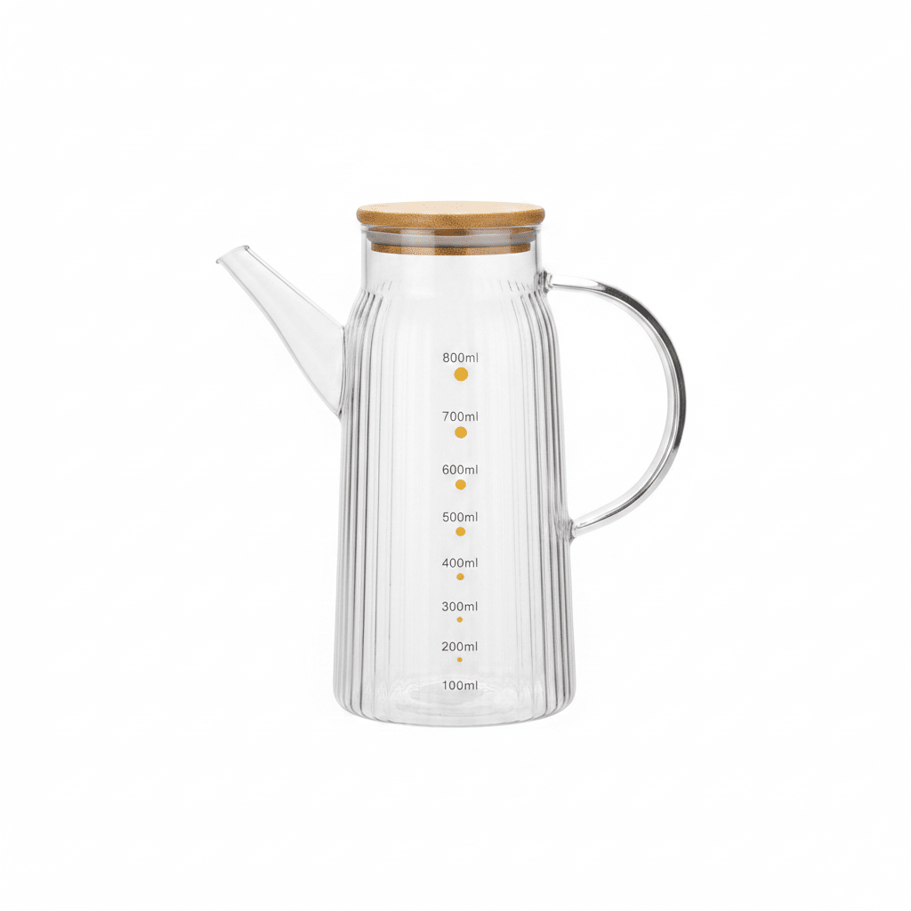 Ribbed Glass Oil Pot with Bamboo Lid - 800ml - Al Kabayel Discount CentreRibbed Glass Oil Pot with Bamboo Lid - 800mlOil DispensersAKDCAl Kabayel Discount Centre